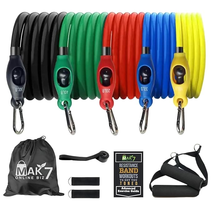 Resistance bands set for belly fat loss workouts, strength training, and home fitness