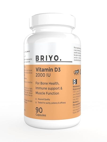 BRIYO Vitamin D3 2000 IU Capsules for Hair Fall and Bone Health
