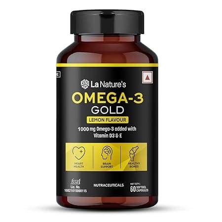 La Nature’s Omega-3 Gold 1000 mg Softgels for Hair Fall, Heart and Brain Health