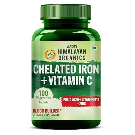 Himalayan Organics Chelated Iron with Vitamin C Tablets for Hair Fall and Blood Health