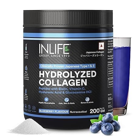 Inlife Hydrolyzed Collagen Powder with Biotin and Vitamin C for Hair, Skin and Joints