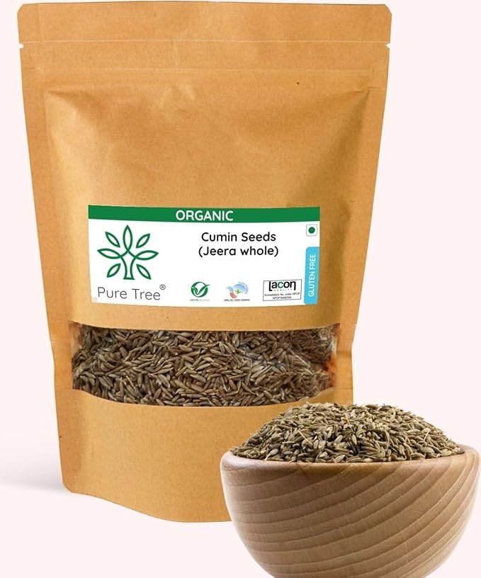 Pure Tree Organic Cumin Seeds Jeera Whole for Belly Fat Loss Drink