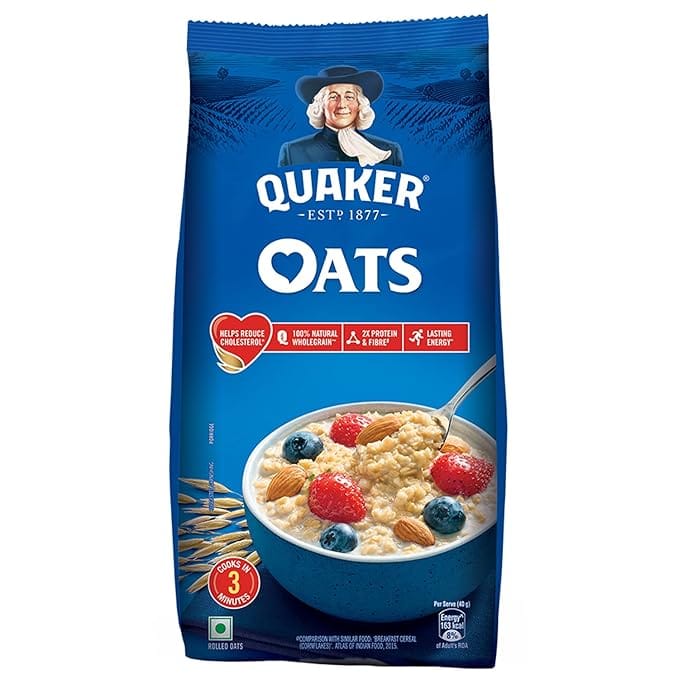 "Quaker Oats packet – healthy rolled oats rich in protein and fiber"