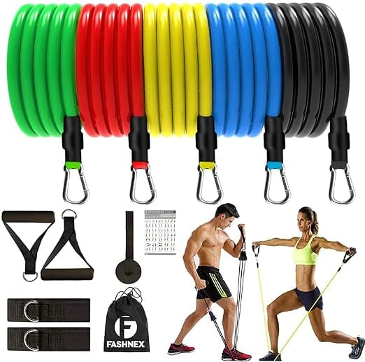 Resistance bands set for home workout — perfect for strength training and to lose fat without a gym.