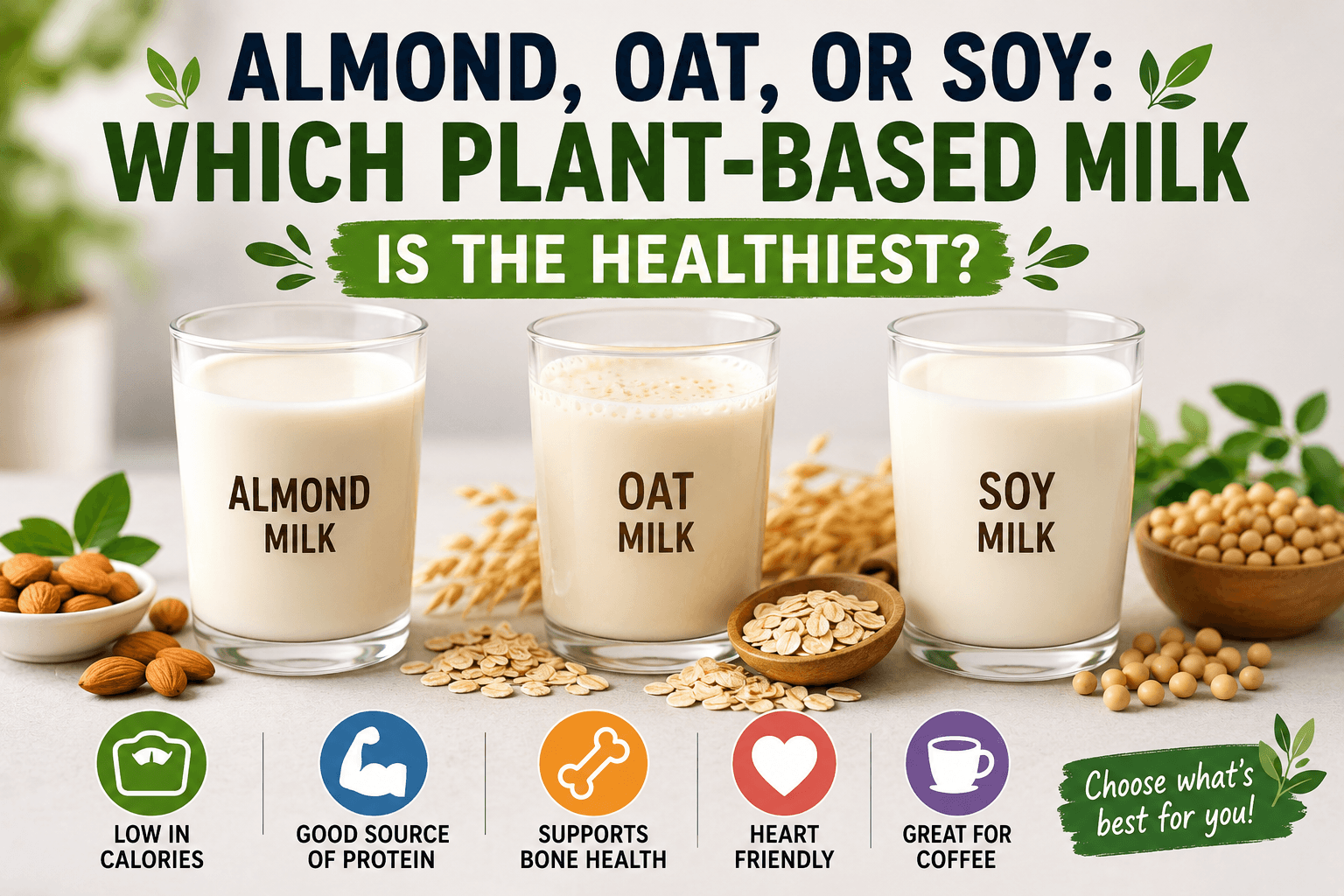 Almond, Oat, or Soy: Which Plant-Based Milk Is the Healthiest?