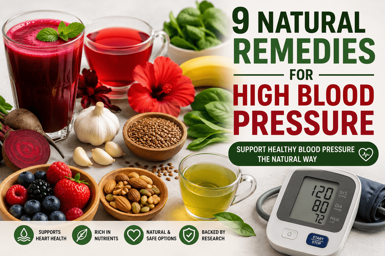 9 Natural Remedies for High Blood Pressure: Beetroot Juice, Hibiscus Tea & More